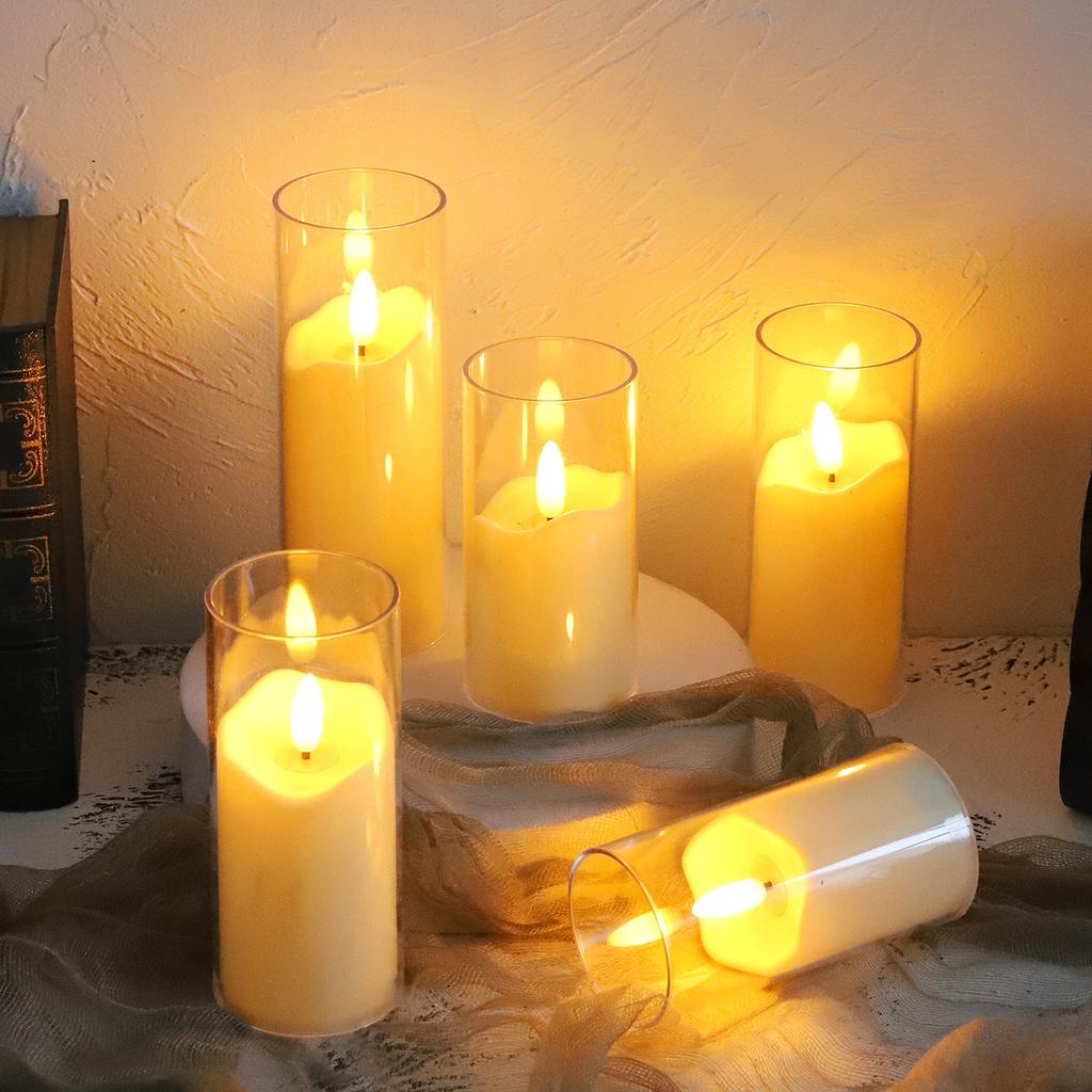 1/3Pcs Led Flameless Electric Candles Lamp Acrylic Glass Battery Flickering Fake Tealight Candle Bulk For Wedding Christmas