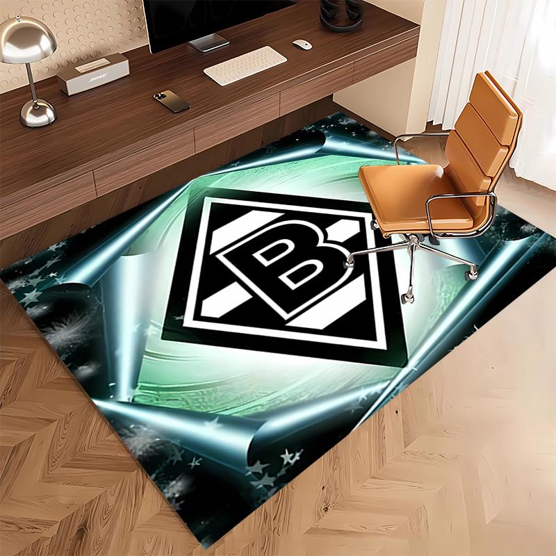 1pc Borussia Monchengladbach logo Print Area Rug - Soft, Washable Non-Slip Indoor Mat, Living Room, Home Office Decorative Rug,Office Decorative
