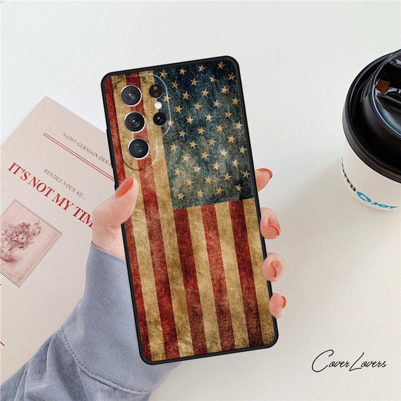 Чехол для телефона с флагом США Для Samsung Galaxy S24 S25 S23 S22 Ultra Note 10 20 Plus S20 S21 FE Чехол