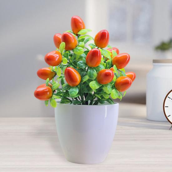 Искусственные растения в горшках, реалистичные поддельные мини-фрукты, дерево, центральный элемент для домашнего офиса, пластиковая горшечная зелень, бонсай, внутреннее и наружное украшение