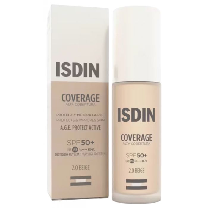 -Isdin Coverage Haute Couvrance Fond de Teint SPF50+ 30 ml (Teinte : 2.0 Beige)
