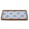 Поднос для сервировки Country Living из мангового дерева 30 см - Синие цветы