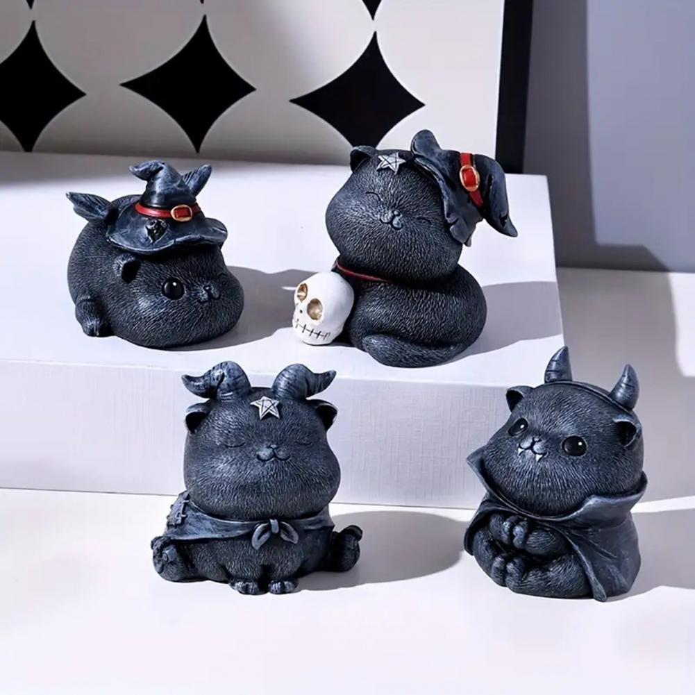 Фигурки кошек из смолы, расписанные вручную, статуэтка кота-волшебника для Хэллоуина, коллекционная скульптура фигурки кошки для дома, стола, полки