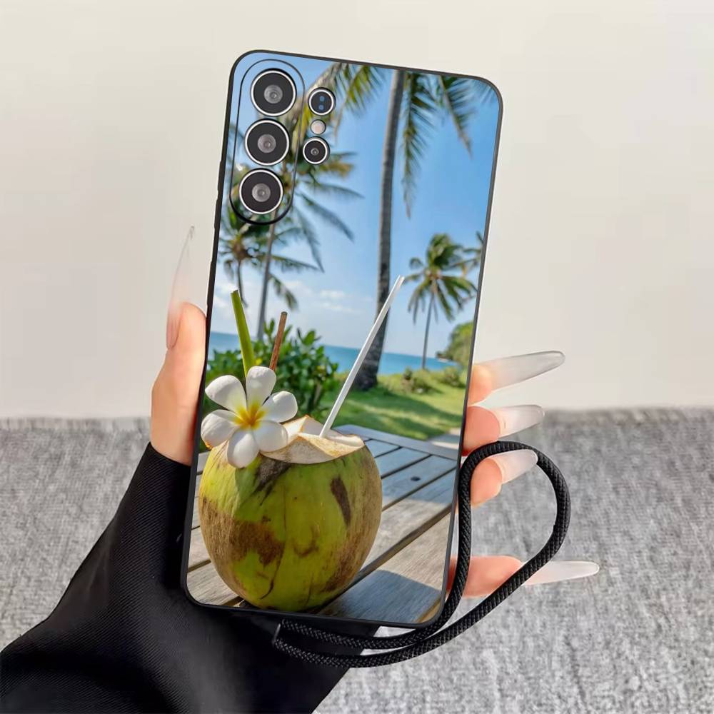 Лето у моря Чехол для телефона Для Samsung S25,S24,S21,S22,S23,S30,Ultra,S20,Plus,Fe,Мягкий силиконовый Черный чехол