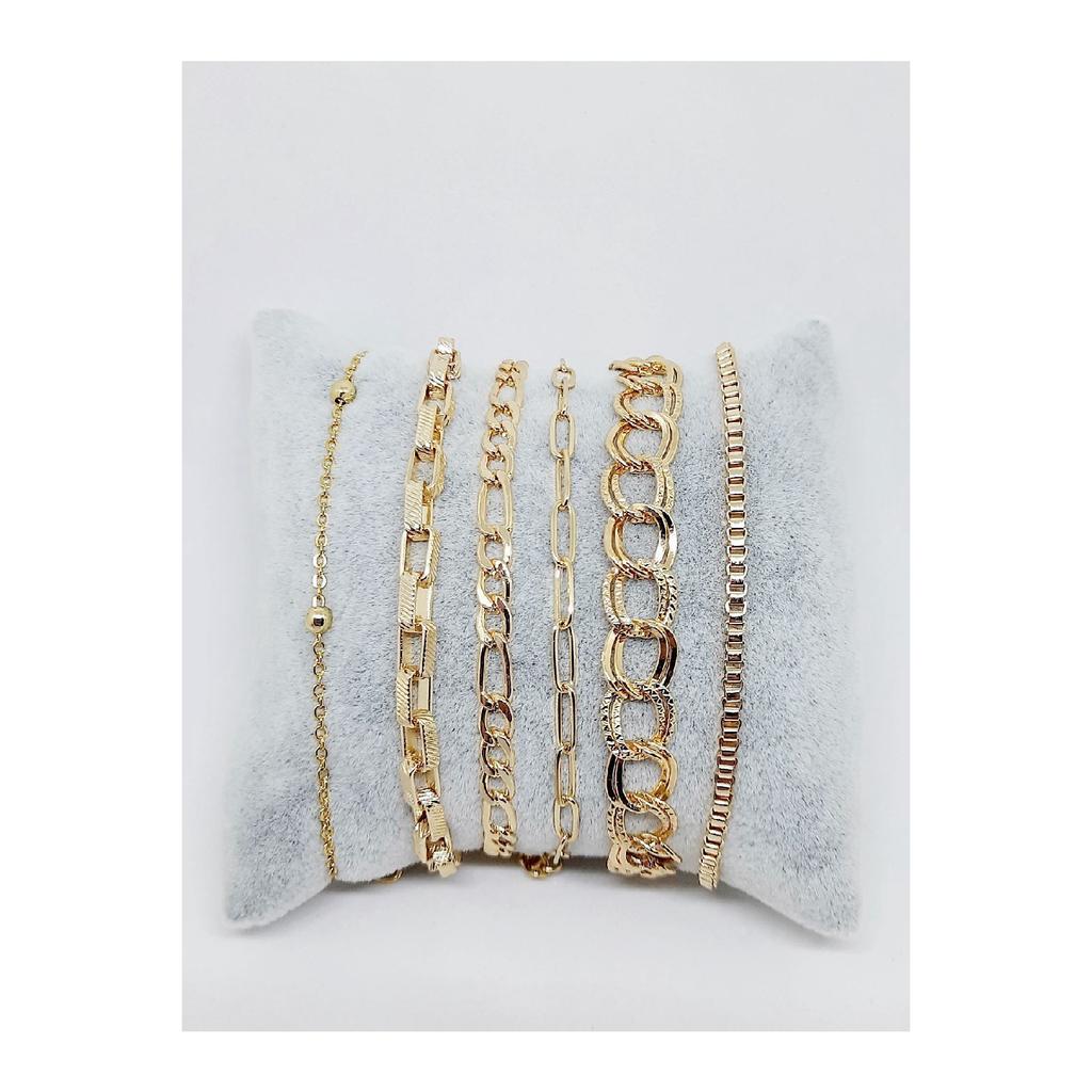 Набор из 10 серебряных браслетов-цепочек