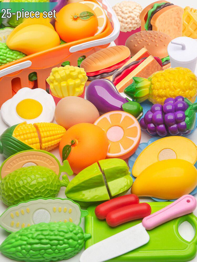 Fun Pretend Play Cut Toy Set - Kids Kitchen Vegetables & Fruits