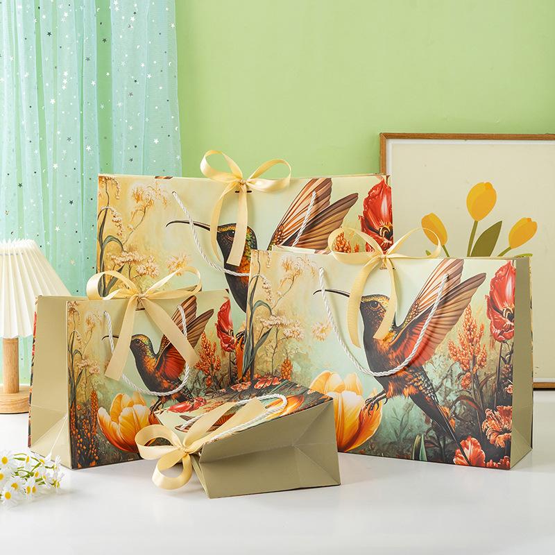 Advanced Sense, Ретро-цветок и птица, Подарочный пакет, Ручной упаковочный пакет для одежды, Бумажный пакет, Подарочный пакет, Сопутствующий подарочный пакет