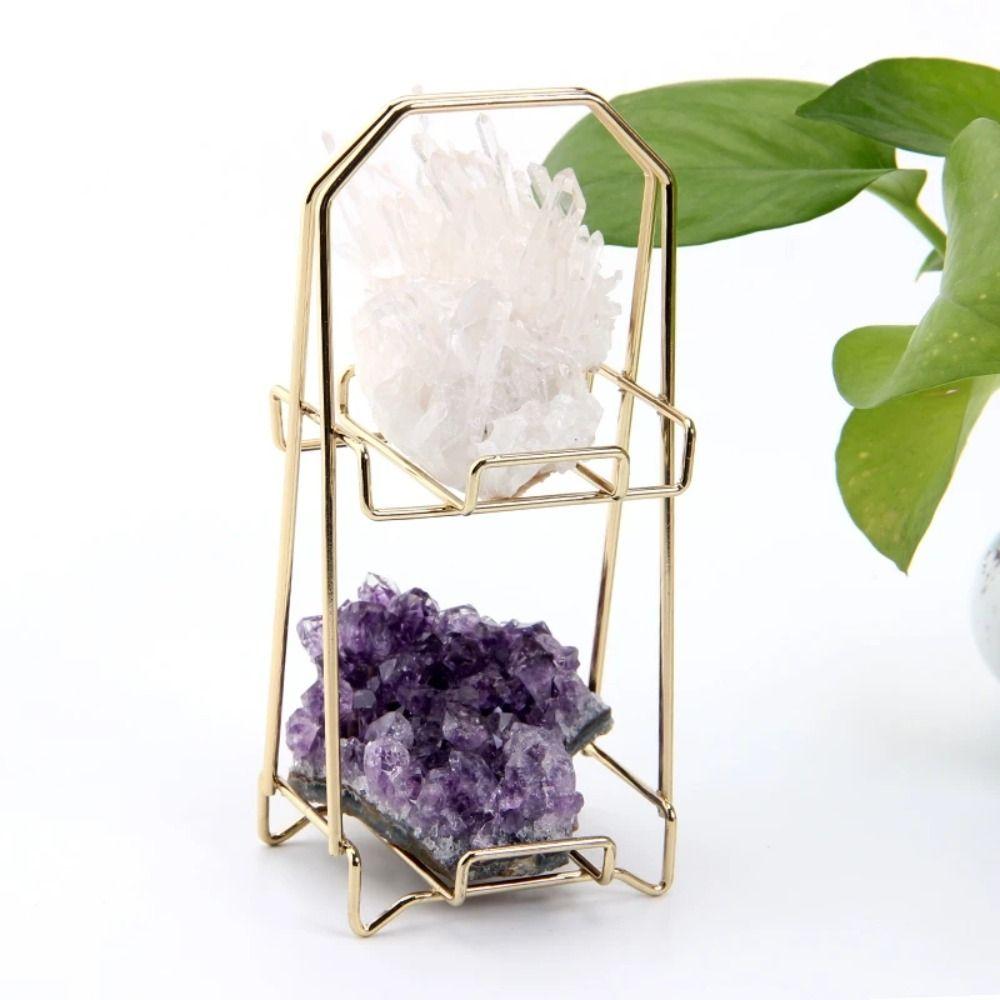 Подставка для хранения косметических спонжей Металлическая витрина Хрустальная полка для минералов Металлический каркас
