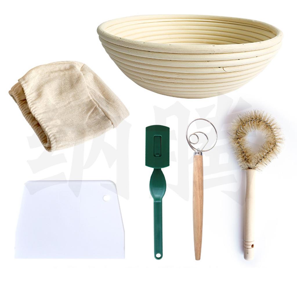 Kolip Bread Proofing Basket Set Of 6 With Cutting Tool, Stirring Stick, Brush, Scraper, Bread Baking Supplies 7.8in/10in/11.8in