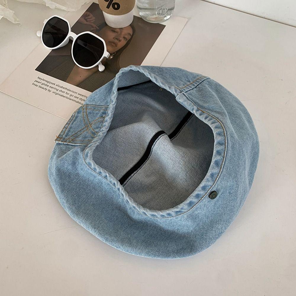 Newsboy Cap Painter Hat Korean Style Octagonal Hat Retro Denim Beret Streetwear