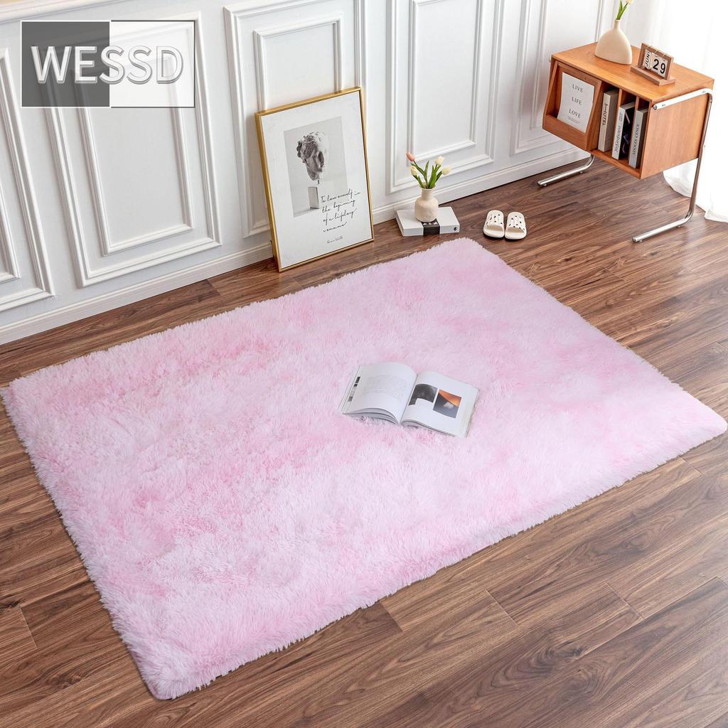 Плюшевый ковер градиентного цвета для спальни, мягкие прямоугольные мохнатые коврики для гостиной, милый пушистый коврик для комнаты для девочек, детский ковер, игровой коврик, украшение комнаты