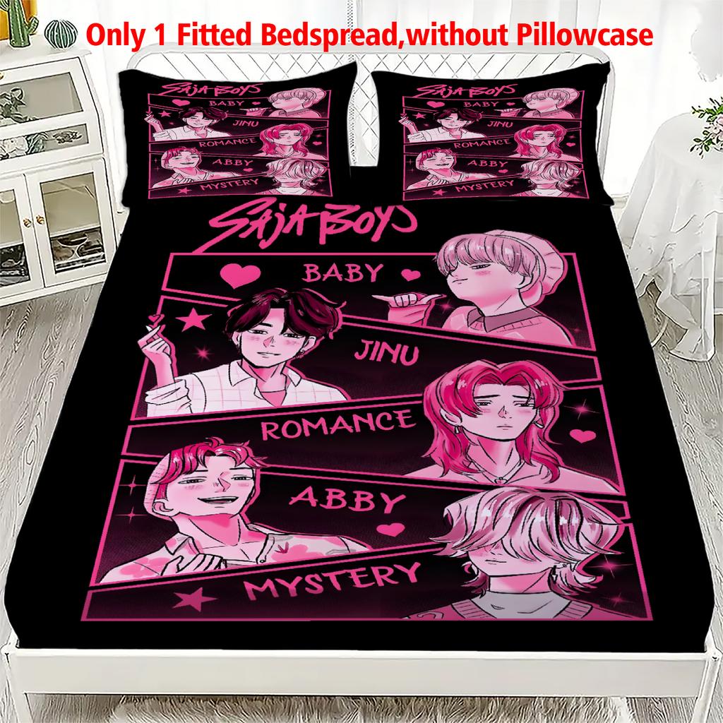 1PC K-POP Fitted Sheet D-Demon H-Hunters Soft Polyester Bed Cover Fitted Sheet With Elastic Band Home Decor No Pillowcase