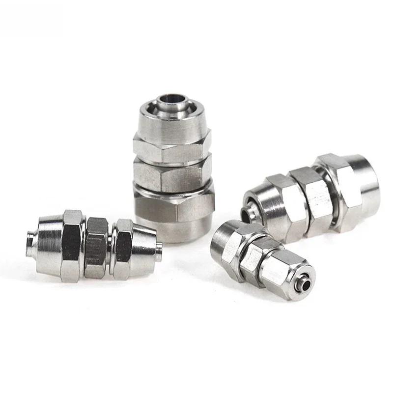 10 шт. быстрозажимное пневматическое соединение, медно-никелированное пневматическое воздушное быстроразъемное соединение для шланговой трубки OD 4 6 8 10 12 14 16MM, KPU