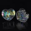 2pcs 8-50mm Multicolor Heart-shaped Ear Gauges Tunnels Double Flared Plug Ear Stretcher Expander Body Piercing Jewelry for Women Men