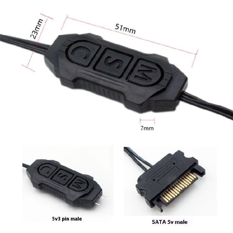 Handheld ARGB Lighting Controller Multiple Color Effects Mini Manual Switching 5V 3Pin Computer Accessory