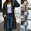 Women Knitted Cardigan Hooded Long Sleeve Single Breasted Sweater Coat with Pockets Solid Color Loose Fit Mid-length Knitwear