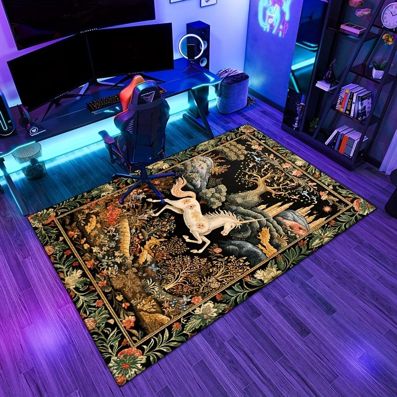 Enchanted Forest and Mythical Creature Design Large Area Rug - Anti-Slip,Indoor/Outdoor Versatile Mat,100% Polyester,for Living Room,Bedroom