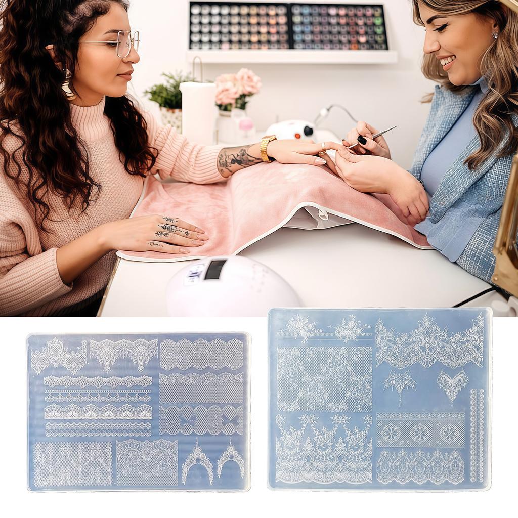 Professional Silicone Mold For Nail Art Featuring 3D Lace Texture That Promotes Effortless Removal And Long Lasting Reuse