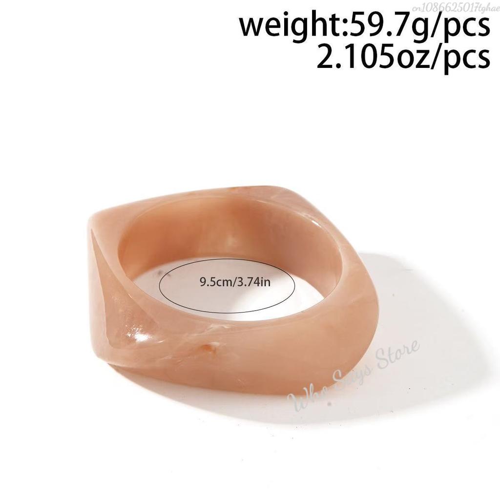 Vintage Punk Beige Khaki Thick Resin Acrylic Smudging Bangles Geometric Irregular Bangle Bracelets For Women Men Jewelry
