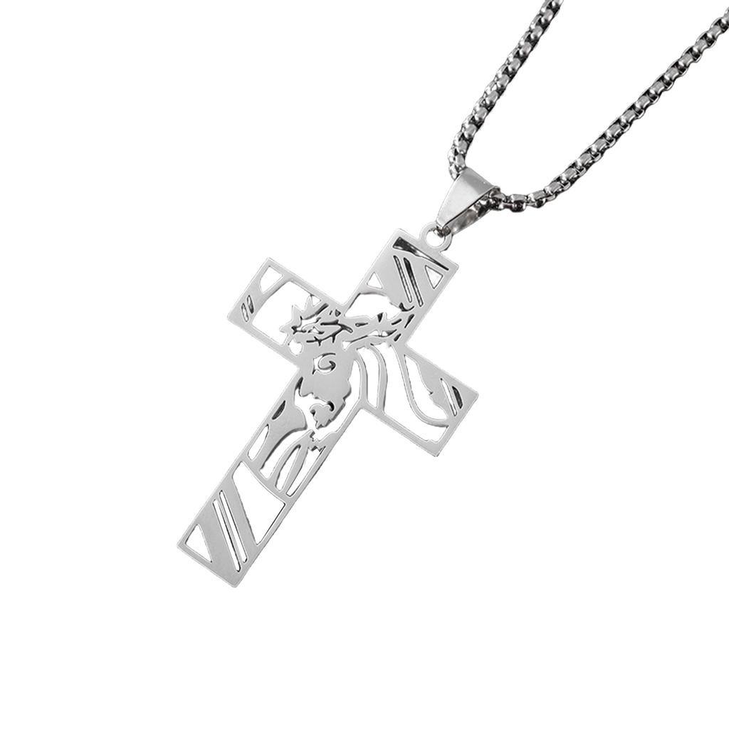 Adjustable Length Clavicle Chain Crucifix Pendant Necklace Unisex Christian Religious Neckchain Jewelry for Men Women