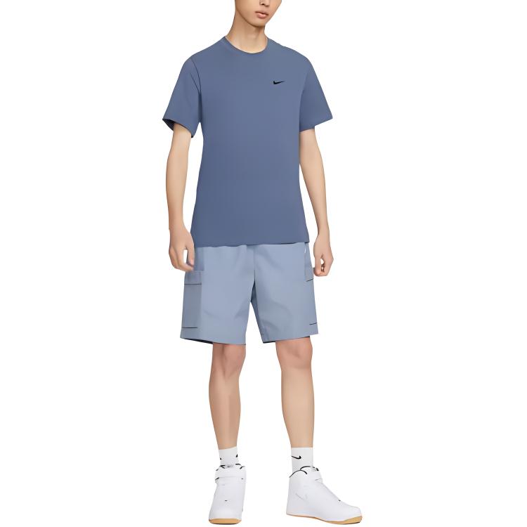 Nike Футболки мужские Синий Фен с круглым вырезом умеренного прямого кроя BV0508-491