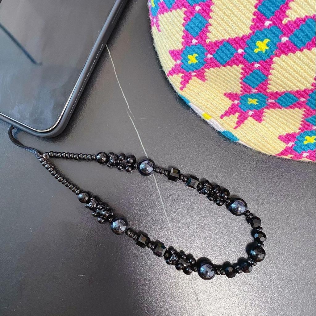 KKBAED Dark Bear Phone Chain Ins Fashion Phone Chain Pendant High-End Beaded Phone Case Pendant