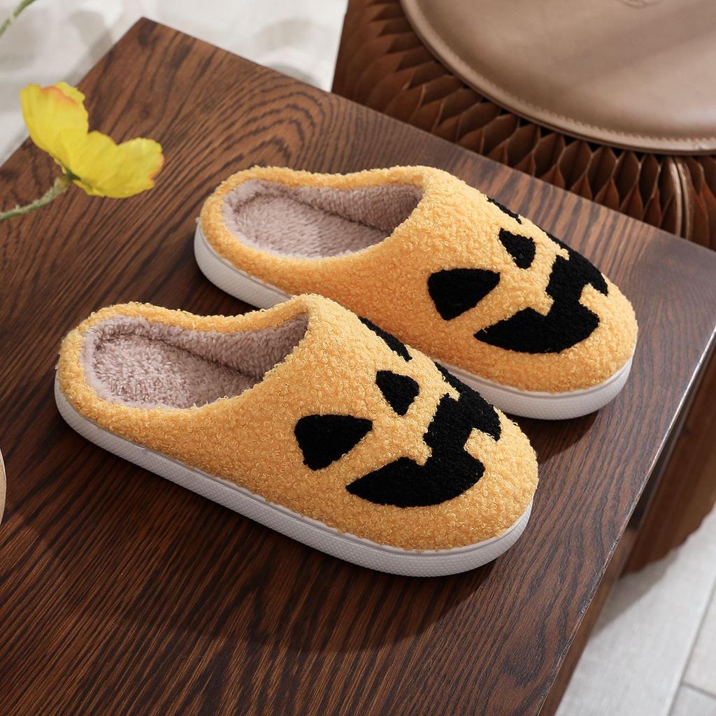 2024 Women Plush Slippers Autumn Winter Warm Funny Green Haired Monster Shoes Cute Fluffy House Non Slip Couples Cotten Slippers