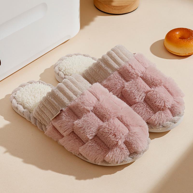 Women's Winter Indoor Plush Cotton Slippers - Warm, Heeled, Ideal for Home, Spa, and Guests. Suitable for Couples and Men.