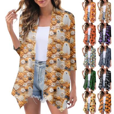 Женский модный повседневный уютный кардиган-жакет на Хэллоуин