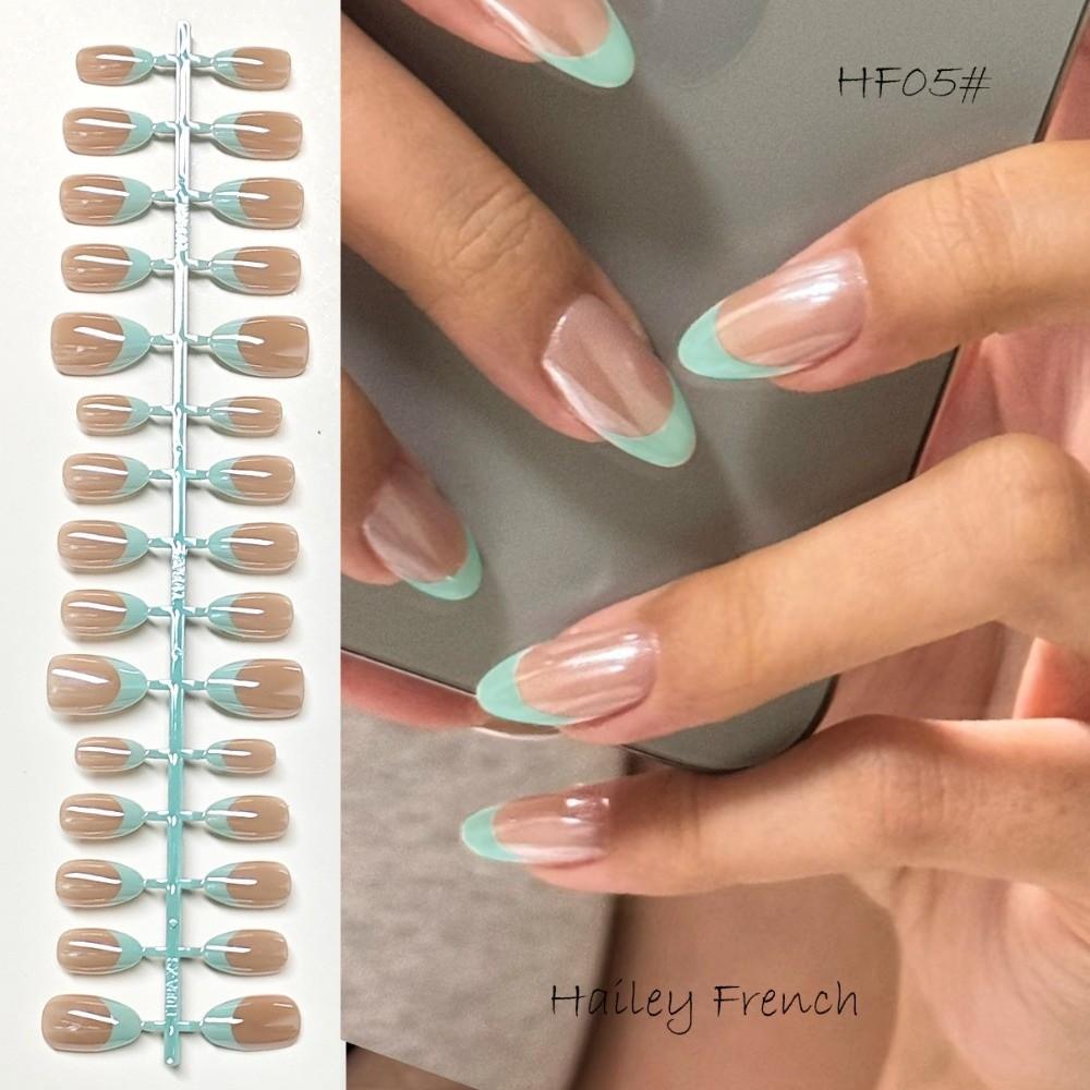 30Pcs New Nude Pink Press On Nails Medium Length Glossy Finish False Nails Full Cover White Edge Nail Tips Wearable Nails