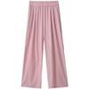 2024 Women's High Waist Pink Ice Silk Wide Leg Pants - Summer Petite Loose Fit with Draping