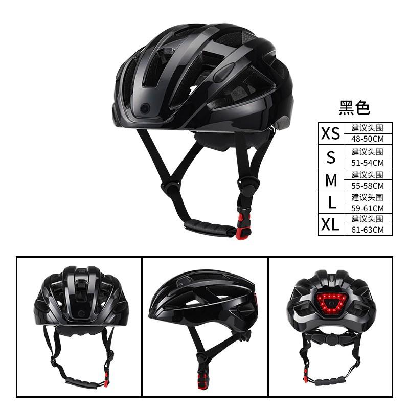 Smart Cycling Helmet With LED Warning Light Camera Mount Adult Road Bike Riders Safety Gear
