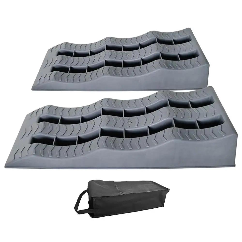 2PCS Auto Wheel Blocks RV Leveling Ramps Anti-Skid Heavy-Duty Camper Wheel Chocks Levelers Load-Bearing Capacity Of 3.5 Tons