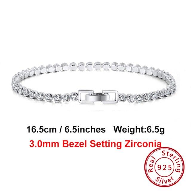 4mm Round Cut Tennis Bracelet In 925 Sterling Silver White Gold Woman Men Bracelets Bangle Jewelry Hand Chain Sb94