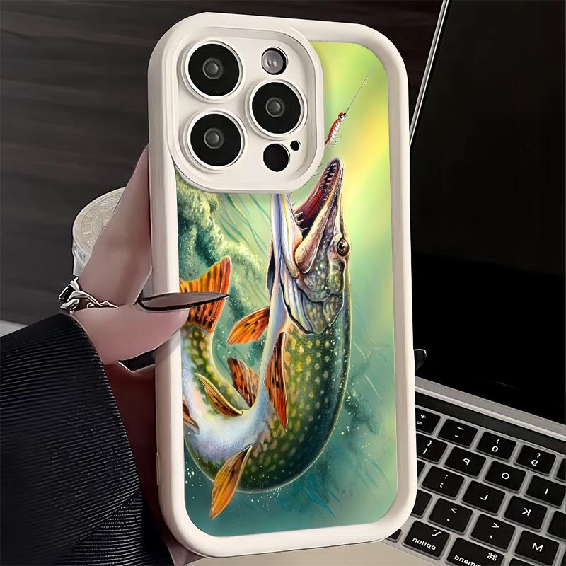 Чехол для телефона iPhone 17 Air 16E 15 16 Pro Max Удочка с карпом Чехол 14 Plus 13 12 Mini Мягкий силиконовый Fundas