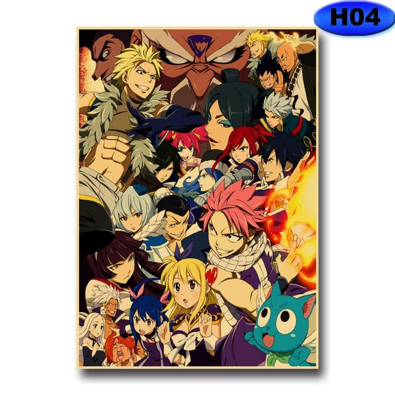 Anime Fairy Tail Posters Wall Stickers Kraft Paper Retro High Definition Poster Home Decor Living Room Bedroom Bar Decoration