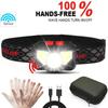 6000lums Hands-free LED Headlamp Motion Sensor Head Lamp LED Headlight Torch Built-in Battery Inductive