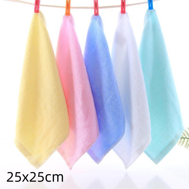 Manufacturers Selling Bamboo Fiber Thickening Small Towel Infant Baby Wipes Pure Color Hand Towel Children Wash Face Towel
