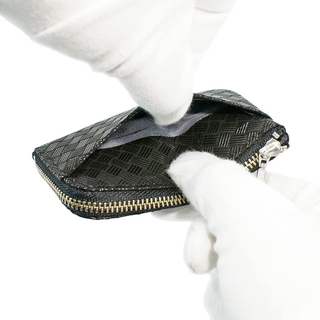 Indenya Inden Coin Purse F Coin Purse 05 Deerskin Black X Black Lacquer Ajiro Knitting Pattern 1005-01-158