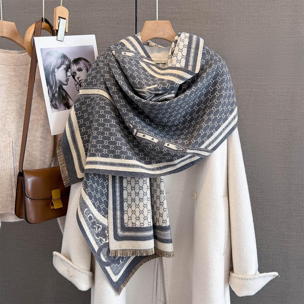 Autumn New Imitation Cashmere Jacquard Craftsmanship Light Luxury Versatile Temperament Scarf with Thickened Warm Shawl