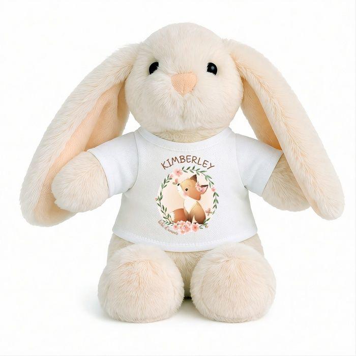 Planetee Peluche Lapin Bébé Doudou Kimberley d'Amour Renard Cadeau Naissance Fille Nouveau-Né Baby Shower