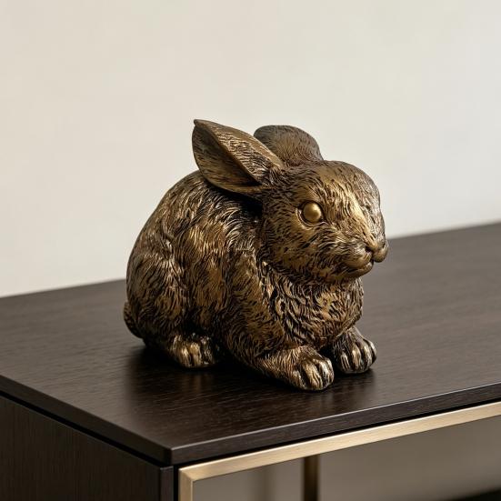 Винтажная фигурка кролика, резьба, статуэтка кролика, скульптура животного, украшение для дома, офиса, книжной полки, рабочего стола, Фэн-шуй