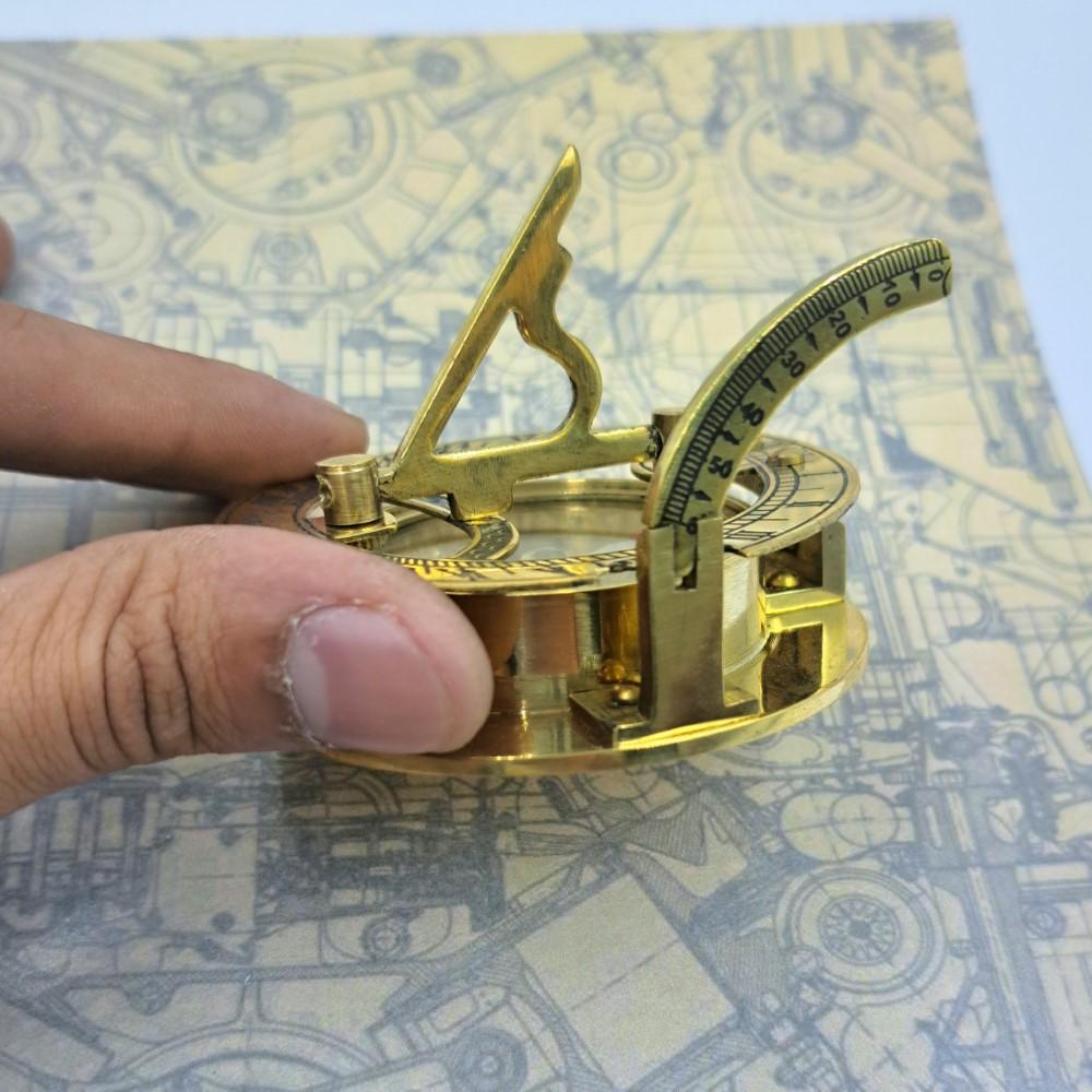 Латунный круглый солнечный компас – 7 см направленный магнитный навигационный инструмент для кемпинга, походов, туризма, отделка под старину