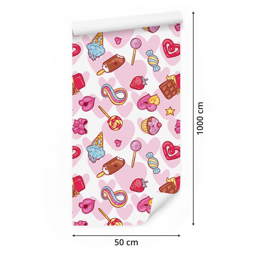 Joyful colorful sweets wallpaper for living room and bedroom 50x1000