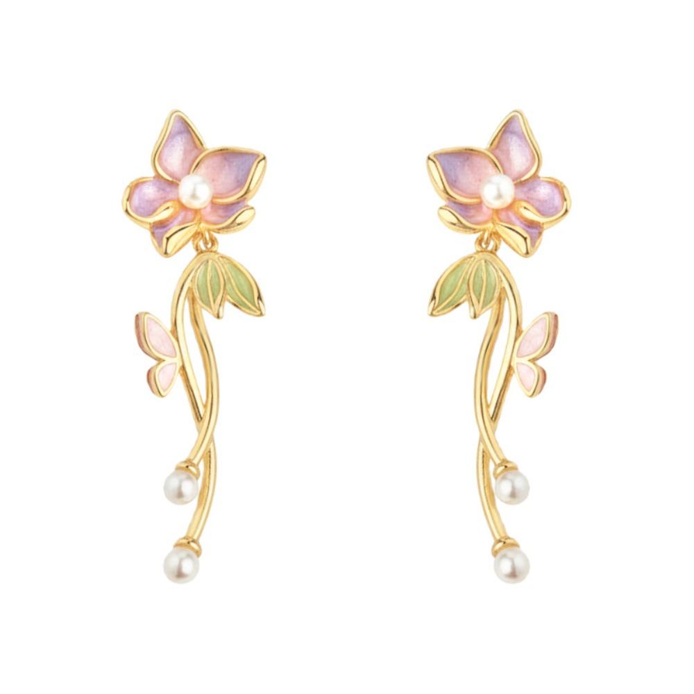 1 пара Элегантные серьги-цветы из эмали, ювелирные изделия, серьги с каплями глазури, для отпуска на море
