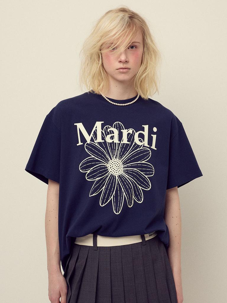 [mardimercredi] УНИСЕКС ФУТБОЛКА FLOWERMARDI_NAVY IVORY