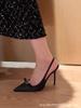 [Spot] Baotou Sandals 2025 New High Heels Women's Thin Heels Pointed Bows Empty French Temperament Shoes