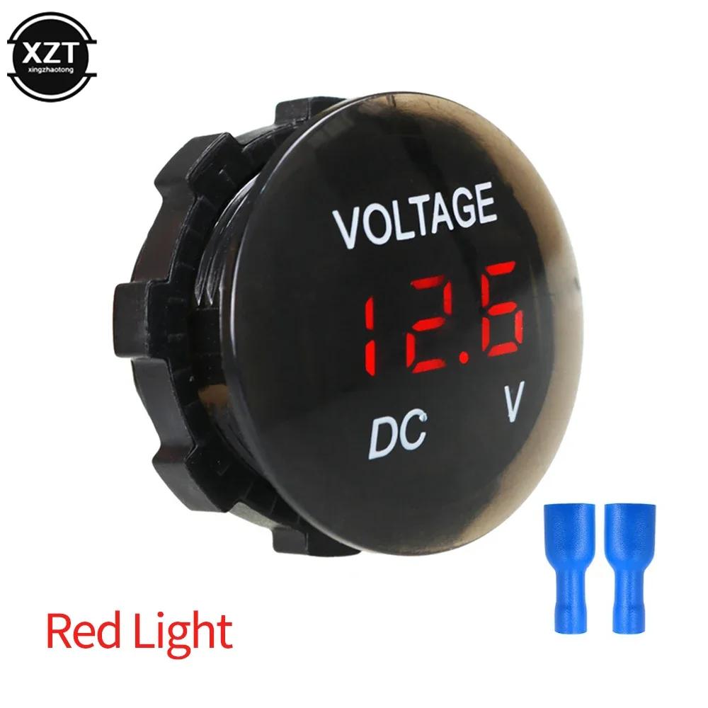 Мини Круглый Водонепроницаемый Мотоцикл Лодка DC5V-48V Светодиодная Панель Цифровой Вольтметр Тестер Монитор Дисплей Вольтметр