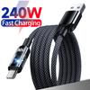 Нейлоновый USB-кабель Type C Макс. 240 В Super Fast Charging Зарядное устройство для телефона Линия передачи данных для Samsung Xiaomi Huawei Honor Кабели Quick Charge