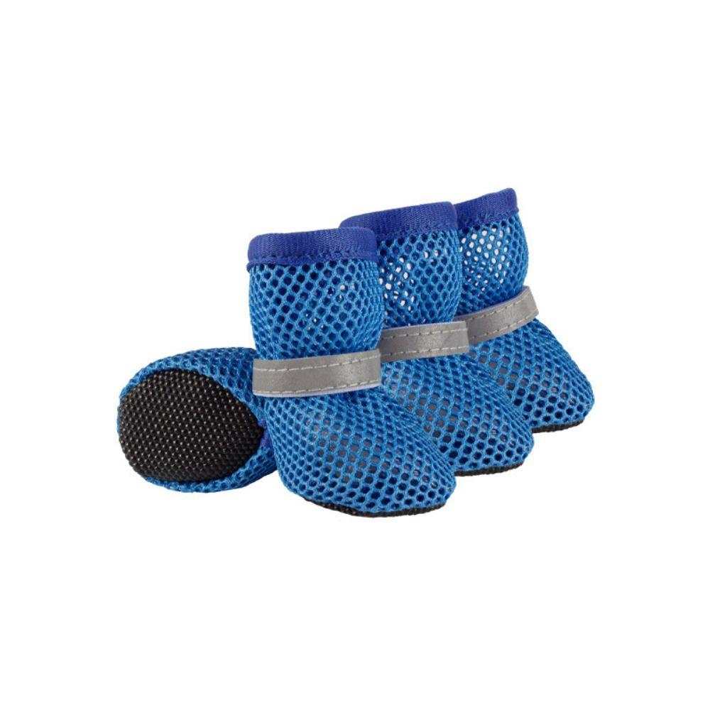 4 шт./компл. Модные дышащие сетчатые туфли для собак, нескользящие износостойкие сетчатые туфли для собак, светоотражающие короткие ботинки для питомцев для прогулок